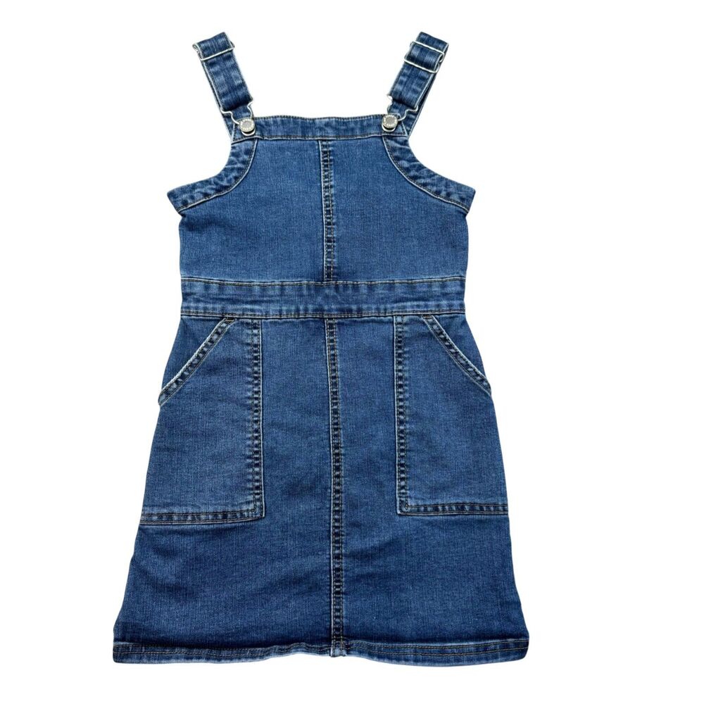 Art Class Overalls Dress Girls Small 6/6X Blue Denim Pockets Cotton Blend Preppy
